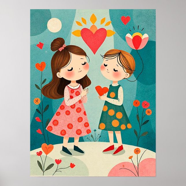 Poster Illustration émouvante de deux enfants (Devant)