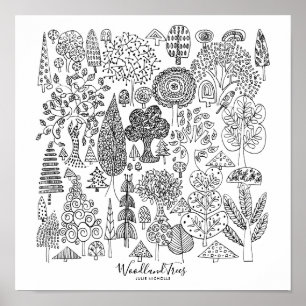 Poster Illustration en noir et blanc des bois