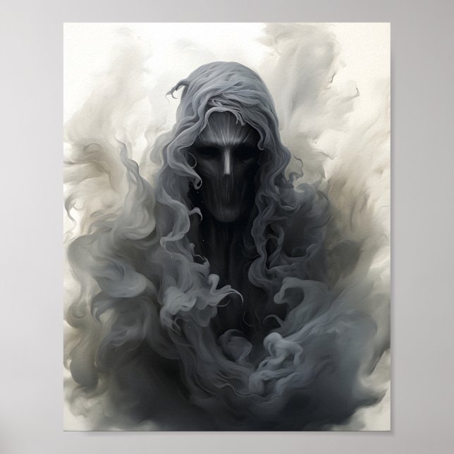 Poster Illustration En Noir Et Blanc Du Fantôme Déplaisan (Devant)