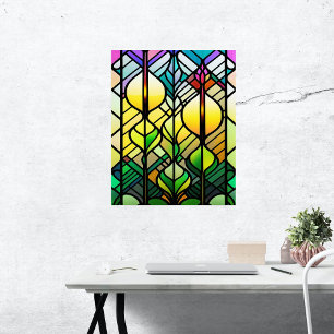 Poster Illustration en verre coloré