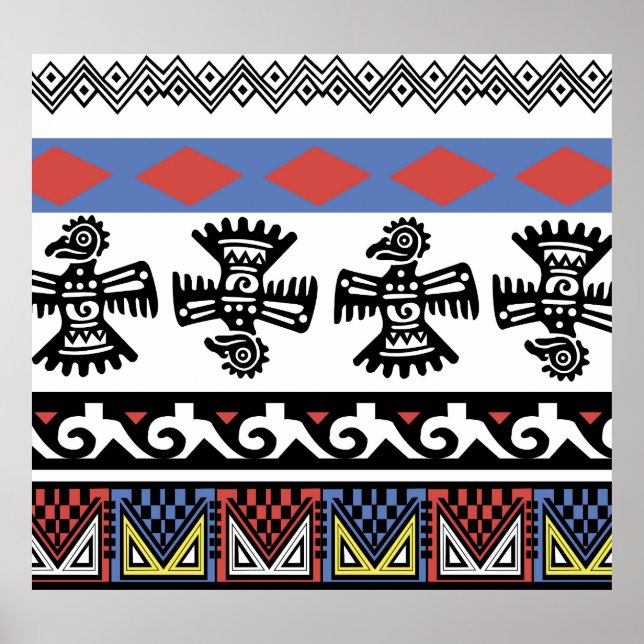 Poster Illustration ethnique des Amérindiens (Devant)