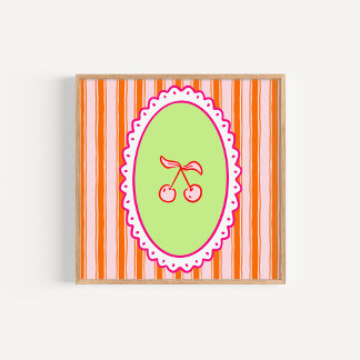Poster Illustration Fantaisiste de Cerises Coquette