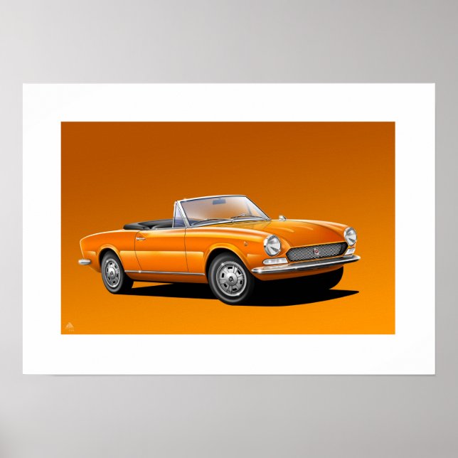 Poster Illustration Fiat 124 Spider (Devant)