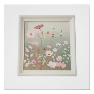 Poster Illustration Fleur sauvage moderne Décor japonais