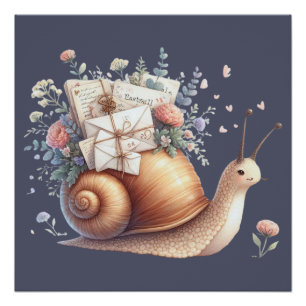 Poster Illustration florale pastel de courriel mignon esc