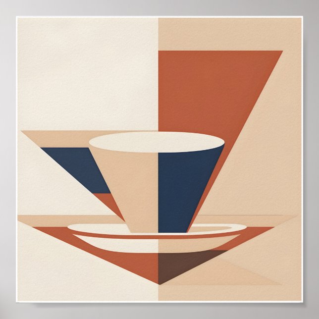 Poster Illustration Géométrique Plat Abstraite D'Un Café (Devant)
