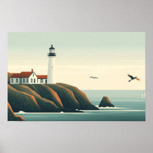Poster Illustration graphique du phare Seacoast