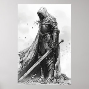 Poster Illustration Imaginaire Chevalier dans le style de