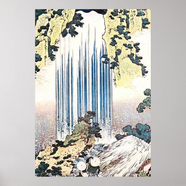 Poster Illustration japonaise des chutes d'eau (Devant)