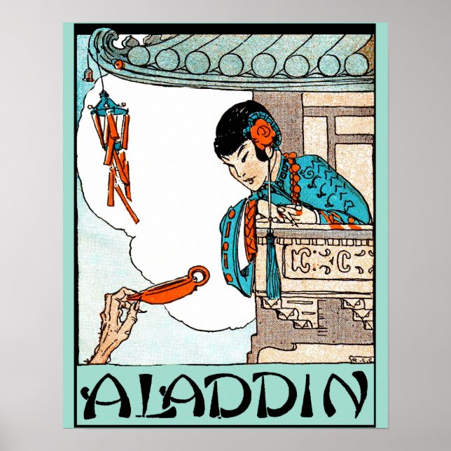 Poster Illustration magique Vintage de Aladdin (Devant)