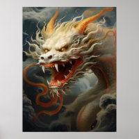 Illustration majestueuse du dragon oriental Imprim