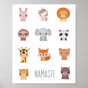 Poster Illustration mignonne de visages d