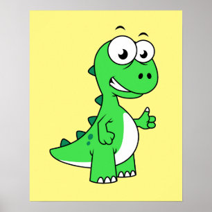 Poster Illustration Mignonne Du Tyrannosaurus Rex. 2
