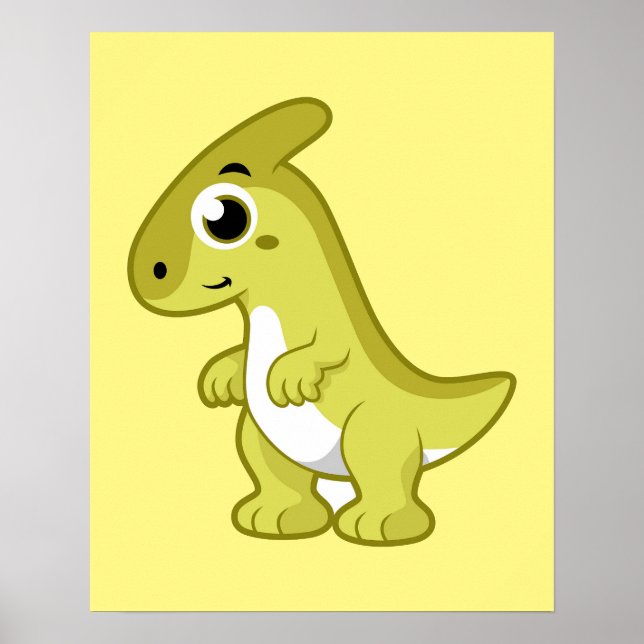 Poster Illustration Mignonne D'Un Parasaurolophus Dinosau (Devant)