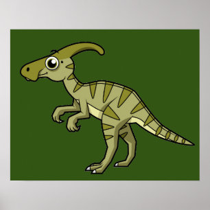 Poster Illustration Mignonne D'Un Parasaurolophus Dinosau
