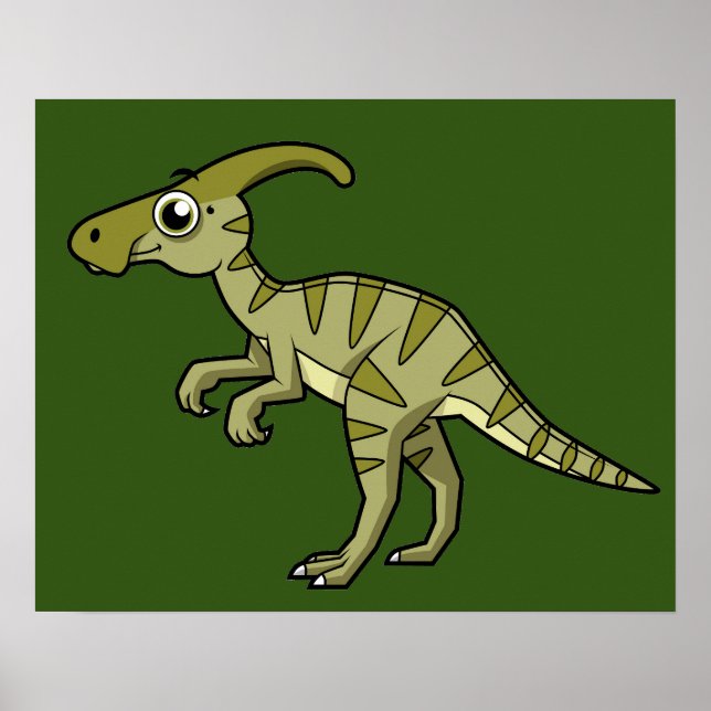 Poster Illustration Mignonne D'Un Parasaurolophus Dinosau (Devant)