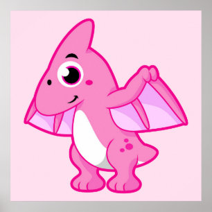 Poster Illustration Mignonne D'Un Pterodactyl.