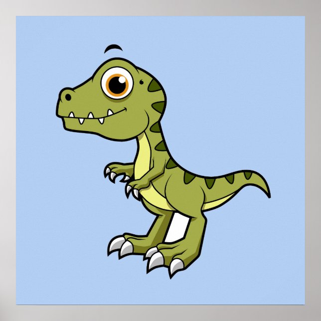 Poster Illustration Mignonne D'Un Rex Tyrannosaurus. (Devant)