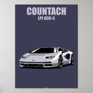 Poster Illustration minimale de supercar hybride Countach