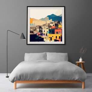 Poster Illustration minimaliste Abstraite de la ville Afg