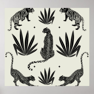 Poster Illustration minimaliste du guépard Vintage