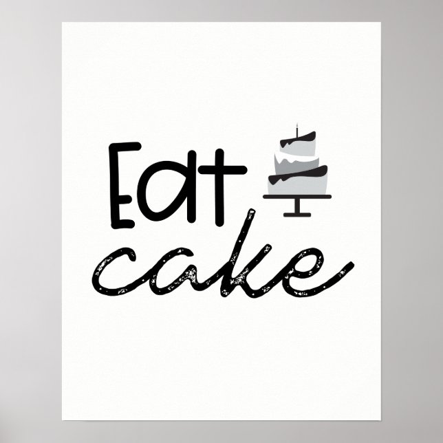 Poster Illustration moderne en noir et blanc Manger Gâtea (Devant)