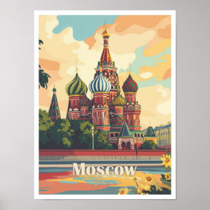 Poster Illustration Moscow Russia Art Travel Place