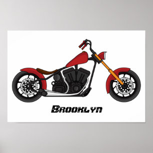 Poster Illustration motocyclette de style hélicoïdal