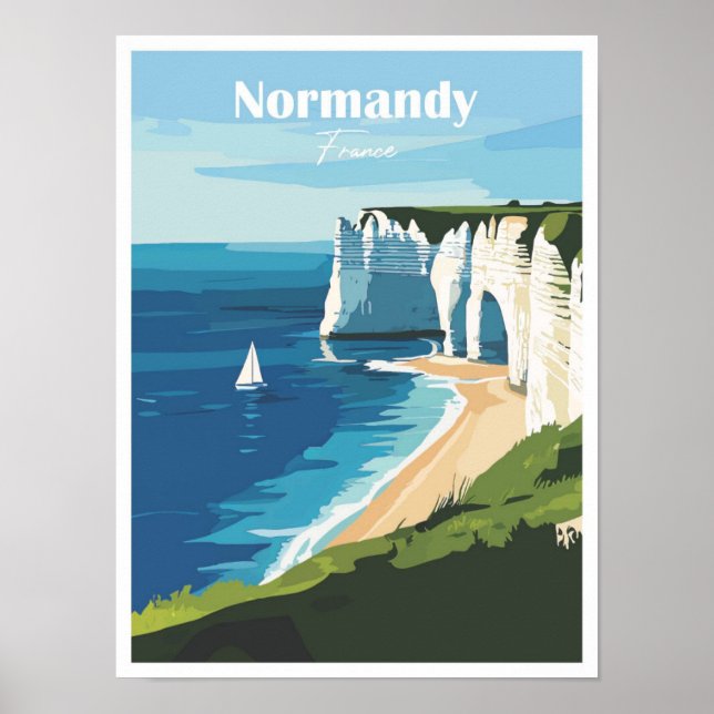 Poster Illustration Normandie France Artwork Travel Place (Devant)