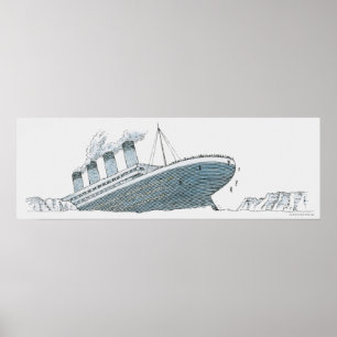 Poster Illustration of passenger falling from the Titanic