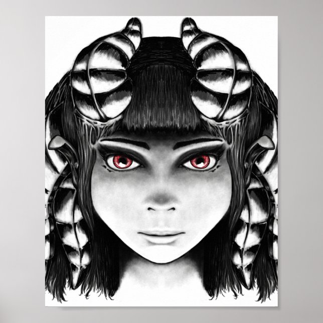 Poster Illustration originale en noir et blanc de Demon Q (Devant)