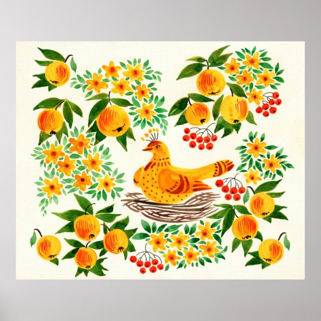 Poster illustration peinte à la main : Turtledove (Devant)