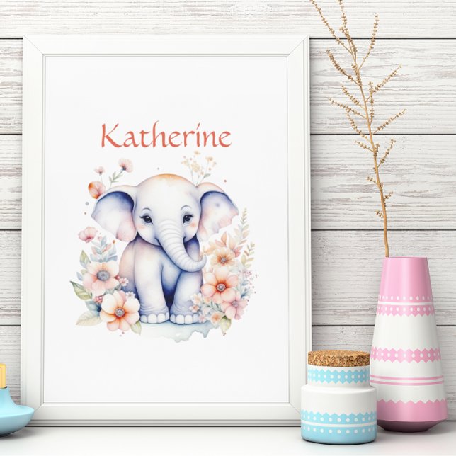 Poster Illustration Personnalisée d'un Éléphant de Bébé M (Créateur téléchargé)