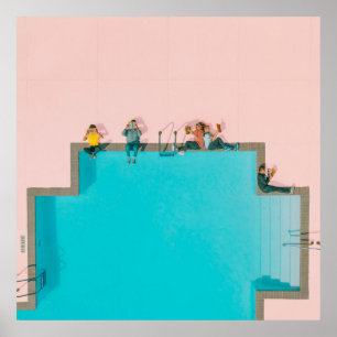 Poster Illustration Personnes à côté du pool