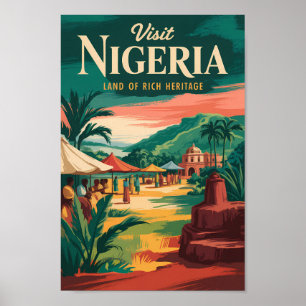 Poster Illustration picturale vintage de voyage Nigeria