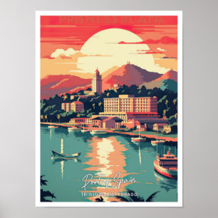 Poster Illustration Port of Spain Travel Place