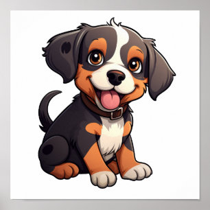 Poster Illustration pour chien de dessin