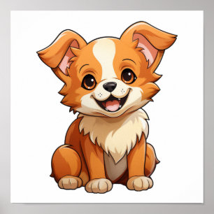 Poster Illustration pour chien de dessin