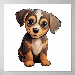 Poster Illustration pour chien de dessin