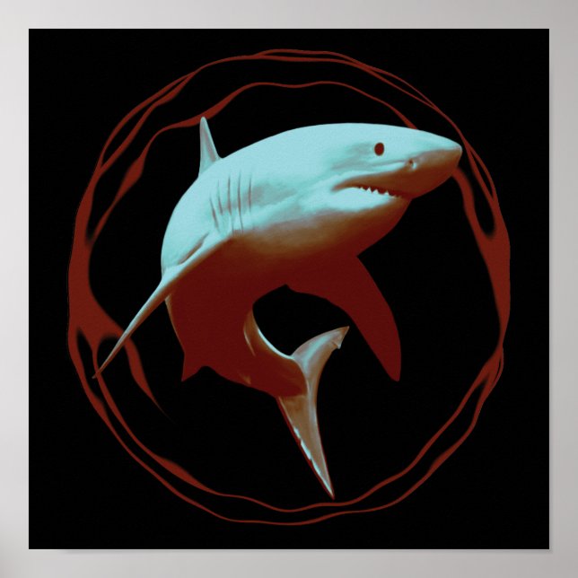Poster Illustration réaliste | Grand requin blanc (Devant)