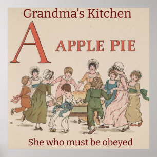 Poster Illustration Retro Childrens Pomme Pie. Modifiable