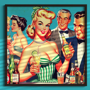 Poster Illustration Retro Cocktail Party