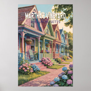 Poster Illustration Rétro de Martha's Vineyard Massachuse