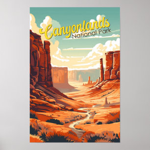 Poster Illustration Rétro du Parc National de Canyonlands