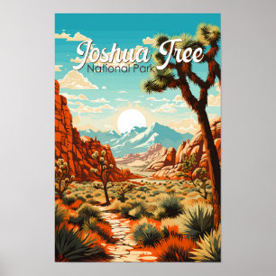 Poster Illustration Rétro du Parc National de Joshua Tree