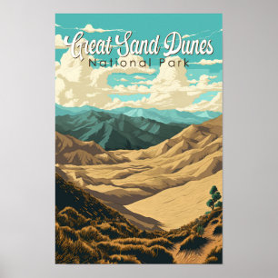 Poster Illustration Rétro du Parc National des Grandes Du