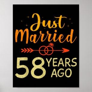 Poster Illustration romantique mariés il y a 58 ans