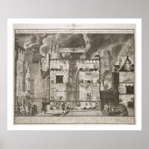 Poster Illustration showing new long fire hoses could