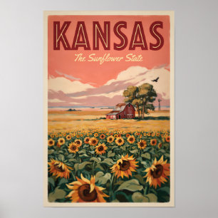 Poster Illustration Touristique Art Vintage Tournesols du
