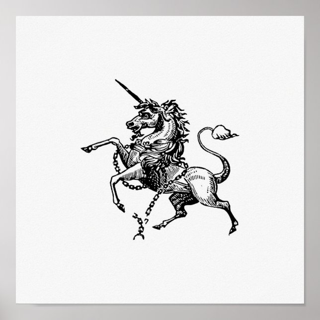 Poster Illustration Unicorne vintage (Devant)